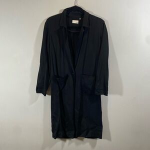 Aritzia Wilfred Free Satin Long Black Trench Blazer Size XXS